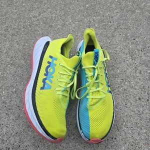 Hoka One Carbon X Neon Yellow and Blue Sneaker Men 12D